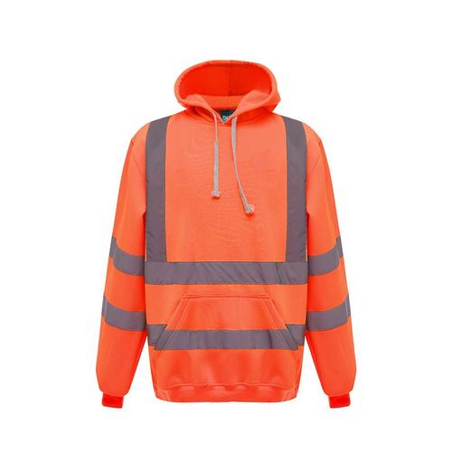 Sweat-Shirt À Capuche Réfléchissant De Couleur Unie Pour Hommes Pull À Manches Longues En Vrac Pull À Haute Visibilité Pour Travail Sur Route (Orange Et Bleu Marine, L)