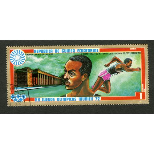 Timbre Oblitéré Republica De Guinea Ecuatorial , Xx Juegos Olimpicos Munich 72, 1 Guineana Pta, Correos
