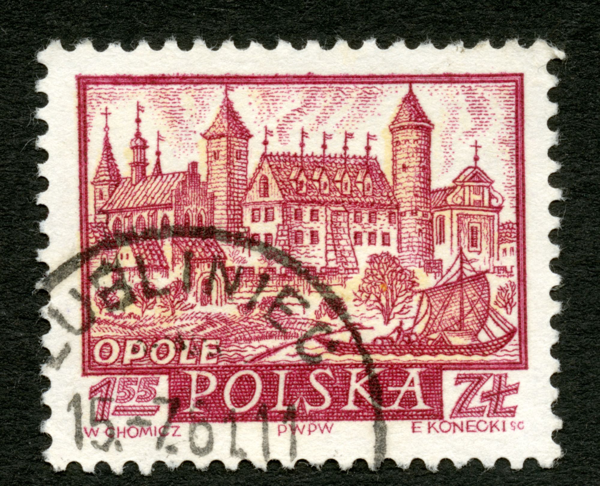 Timbre Oblitéré Polska, Opole, Chomicz, Konecki, 1,55 Zl