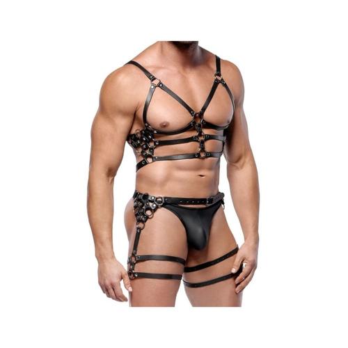 Harnais Bdsm Harnais En Cuir Torse Et Cuisses Leatherset M/L Zado