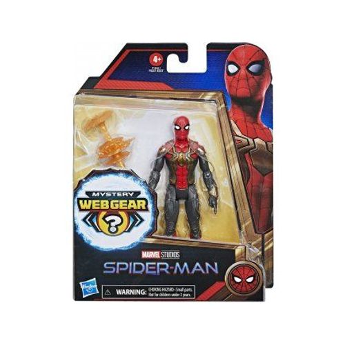 Figurine Spider-Man : Spiderman 15 Cm Rouge Et Noir + Mystery Webgear - Personnage Articulé Marvel - Jouet - Set Garçon + 1 Carte