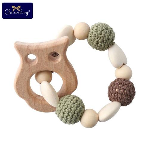 Couleur Hibou Hochet 1 Pièce Anneau De Dentition En Bois Aniaml Cerf Sika Bricolage Bébé Bracelet Hochets En Bois De Hêtre Rongeur Crochet Perles Cadeaux Pour Enfants Produits Jouet