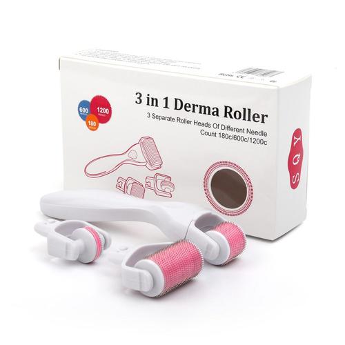 Rose - Derma Roller 3 En 1 0.25mm, Micro Aiguille, Dermaroller Pour La Repousse Des Poils, La Barbe, Anti Chute, Élimination Des Rides Du Visage