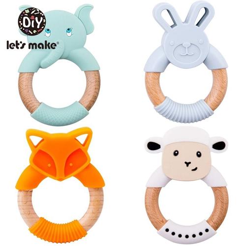 Let's Make-Jouets hochet en bois pour bébé, nouveau-né, Montessori