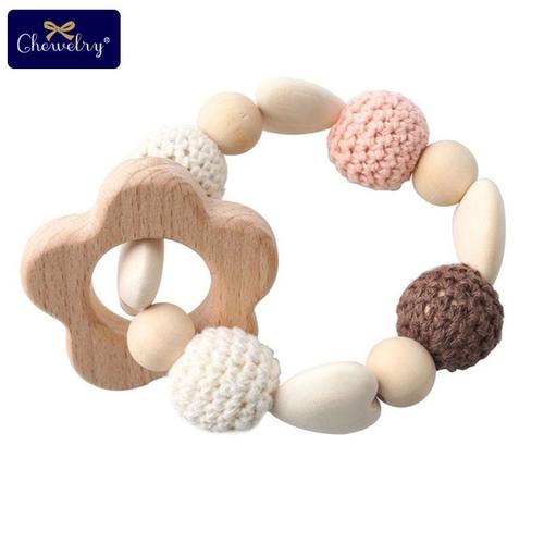 Couleur Hochet Fleur 1 Pièce Anneau De Dentition En Bois Aniaml Cerf Sika Bricolage Bébé Bracelet Hochets En Bois De Hêtre Rongeur Crochet Perles Cadeaux Pour Enfants Produits Jouet