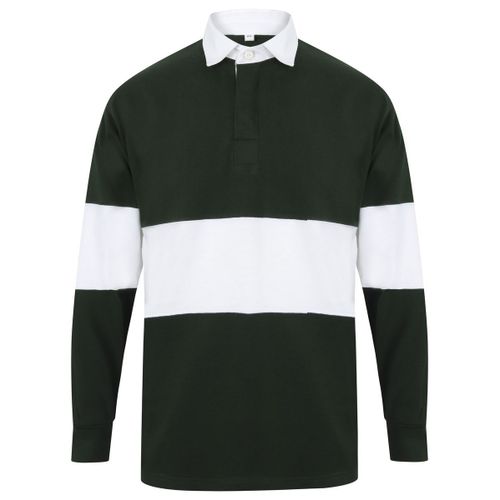 Maillot Col Polo De Rugby Homme - Fr07m - Vert Bouteille Et Blanc