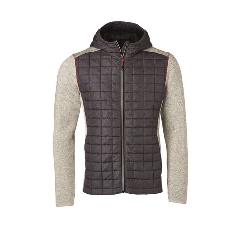 Veste Tricot Hybride Matelassée - Homme - Jn772 - Gris Foncé Gris Clair Mélange