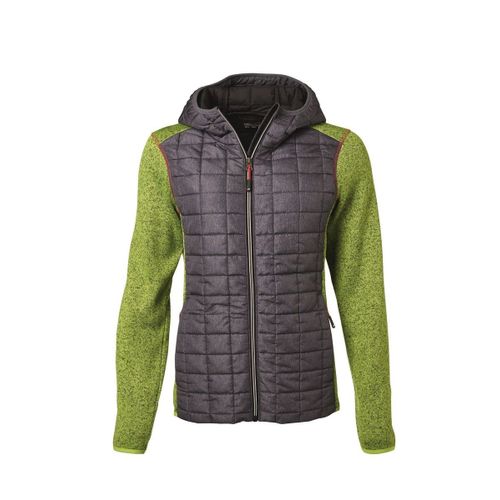 Veste Tricot Hybride Matelassée - Femme - Jn771 - Gris Foncé Kiwi