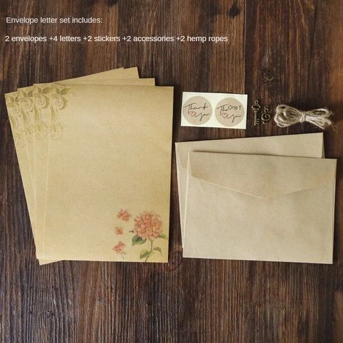 Ensemble De Bloc-Notes D'enveloppe Kraft Vintage Rétro,Style Européen Ancien,Enveloppes D'invitation De Lettre D'amour,Papier À Lettres Avec Ul - Type Style4