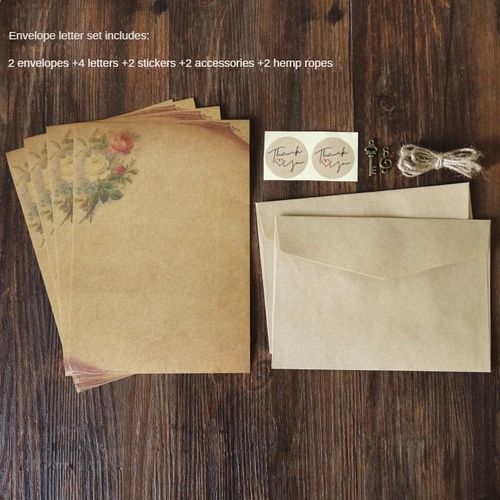 Ensemble De Bloc-Notes D'enveloppe Kraft Vintage Rétro,Style Européen Ancien,Enveloppes D'invitation De Lettre D'amour,Papier À Lettres Avec Ul - Type Style5