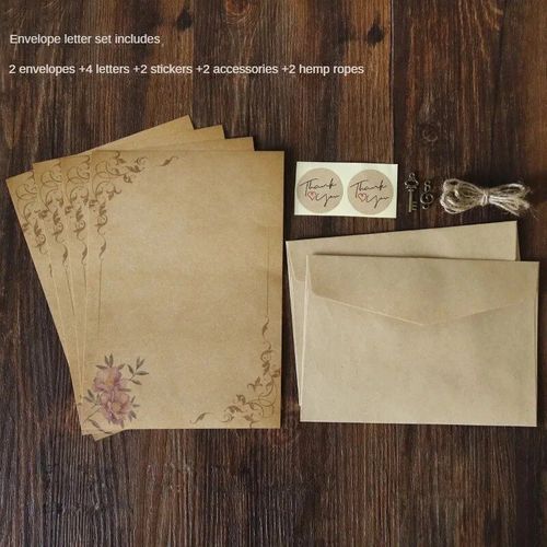 Ensemble De Bloc-Notes D'enveloppe Kraft Vintage Rétro,Style Européen Ancien,Enveloppes D'invitation De Lettre D'amour,Papier À Lettres Avec Ul - Type Style3
