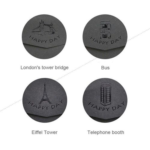 Enveloppes Décoratives Noires en Papier Karft,Estampage à Chaud,pour Invitations,Simple,Vintage,Cadeaux d'Affaires,5 Pièces/Lot - Type Eiffel Tower