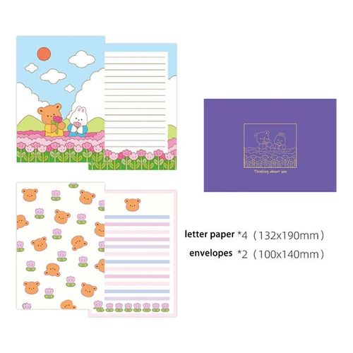 Enveloppes Mignonnes De Bande Dessinée,Papier À Lettres De Bénédiction Créative,Carte Postale Bricolage,Invitation De Fête,Bureau De Papeterie Coréenne,Paquet De 6 Pièces - Type B