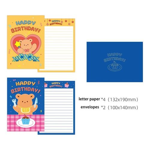 Enveloppes Mignonnes De Bande Dessinée,Papier À Lettres De Bénédiction Créative,Carte Postale Bricolage,Invitation De Fête,Bureau De Papeterie Coréenne,Paquet De 6 Pièces - Type D