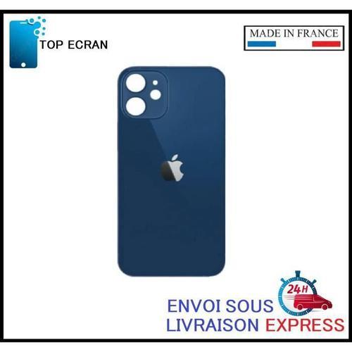 Vitre Arrière Pour Iphone 12 Mini Bleu Avec Logo Et Adhesif