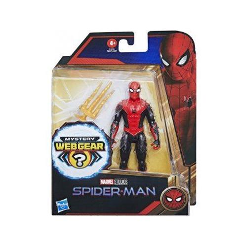 Figurine Spider-Man : Spiderman 15 Cm Noir Et Rouge + Mystery Webgear - Personnage Articulé Marvel - Jouet - Set Garçon