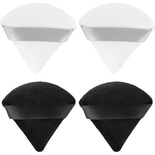 Houpette Maquillage Triangle, Houppettes À Poudre Coton, Bouffée De Maquillage De Visage Pour Femme Et Fille, Doux Au Toucher, Naturel Et Uniforme, Noir Et Blanc 