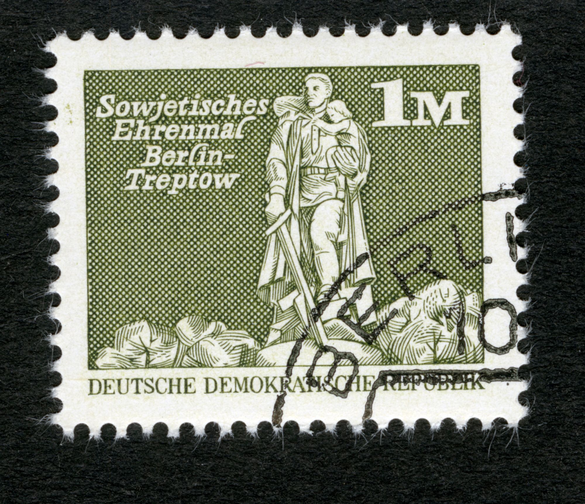 Timbre Oblitéré Deutsche Demokratische Republik, Sowjetisches Ehrenmal Berlin - Treptow, 1 M