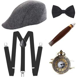 Chapeau Gatsby 20s pour hommes, accessoires, bretelles de Costume, ensemble  de Costume de la mahia, chapeau de Gangster, boucle de cou, montre de  poche, Moustache, jouet, cigare - AliExpress