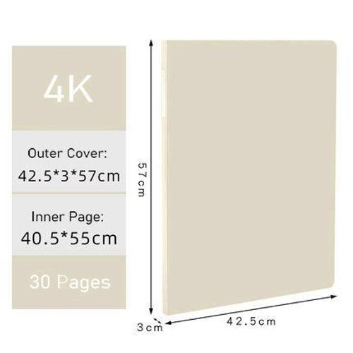 Couleur 4k 30pages Classeur De Poche A2 , Organiseur En Papier, Sac En Pvc Transparent, Feuille De Protection Pour Dessin, Collection De Peinture