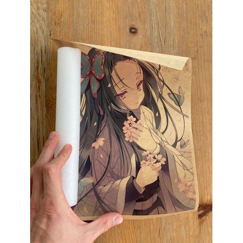 Affiche stylé animé fille en papier kraft