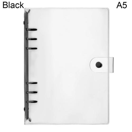 Couleur Noir-A5 Classeur Créatif À Feuilles Mobiles En Pvc Transparent, Couverture Pour Carnet De Notes Couleur Macaron 6 Anneaux, Papeterie Scolaire Pour Planificateur Journal