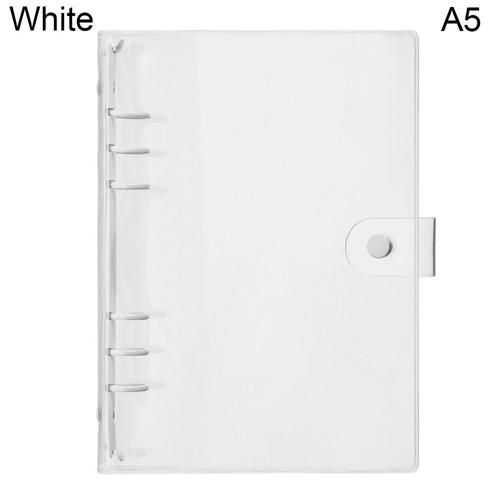 Couleur Blanc-A5 Classeur Créatif À Feuilles Mobiles En Pvc Transparent, Couverture Pour Carnet De Notes Couleur Macaron 6 Anneaux, Papeterie Scolaire Pour Planificateur Journal