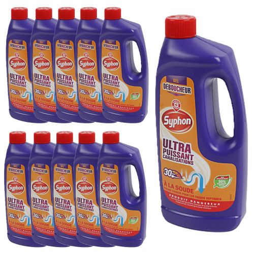 Lot de 10 x 1L Gel Déboucheur de Canalisation ULTRAPUISSANT - Efficacité Rapide