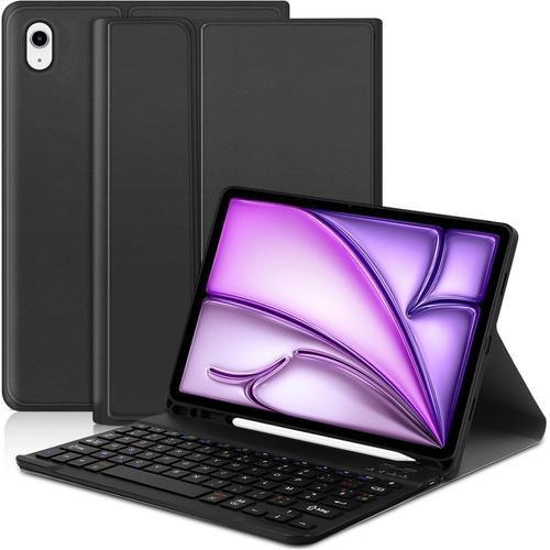 Étui Clavier Compatible Avec Ipad Air 11'' (M2) 2024, Azerty Français Clavier Coque Pour Ipad Air 11 Pouces 2024, Bluetooth Étui Clavier Compatible Avec Ipad Air 5 2022/Air 4 2020 10.9