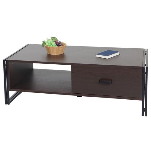 Table Basse Hwc-A27, Table D'appoint Table De Salon, 41x120x60cm Structure 3d, Métal Mdf   Brun Foncé