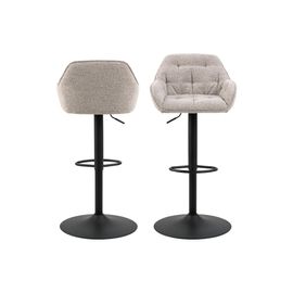 Lot De 2 Tabourets De Bar En Tissu Et Pied Tulipe Métal Noir Beige