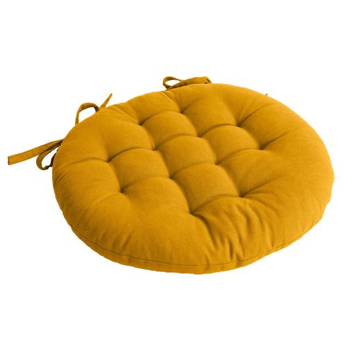 Galette Piquée Ronde Panama Moutarde 40 X 40 Cm