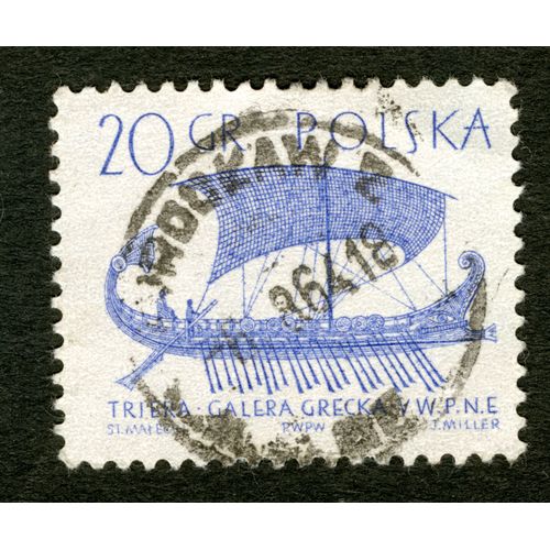 Timbre Oblitéré Polska, Triera - Galera Grecka V W. P.N.E. , Malecki, Miller, 20 Gr