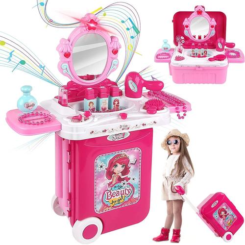 Maquillage Jouets Jeu De Rôle 3 In 1 Coiffeuse De Vanité Simulation Princesse Cosmétiques Playset Anniversaire Cadeau Pour Enfants Fille 3 4 5 6