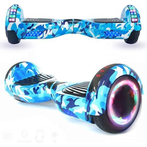 6.5" Hoverboard Bleu Camouflage Avec Sac Et Télécommande - Puissance 400w Avec Roue Led - Vitesse Maximale 12km/H - Autonomie Maximale 6km - Batterie 36v 2.2ah - Cadeau Pour Filles Et Garçons