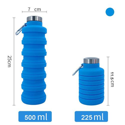 Bouteille d'eau pliante en Silicone,rétractable,Portable,pour Sports en  plein air,Camping,verres publicitaires - Type 500ML-BLUE