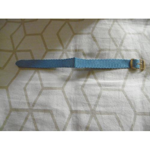 Bracelet De Rechange Pour Montre 16mm Lanière Tissu Perlon Bleu Boucle Doré Comete