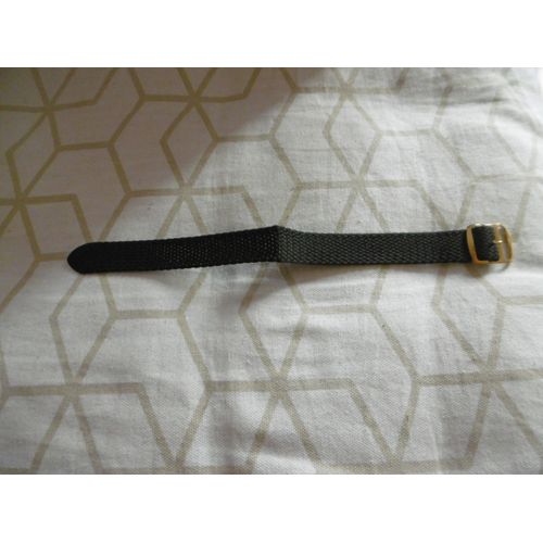 Bracelet De Rechange Pour Montre 18mm Lanière Tissu Noir Boucle Doré Comete