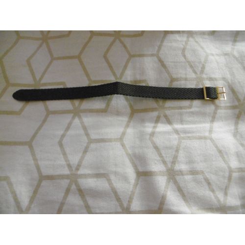Bracelet De Rechange Pour Montre 14mm Lanière Tissu Noir Boucle Doré Comete