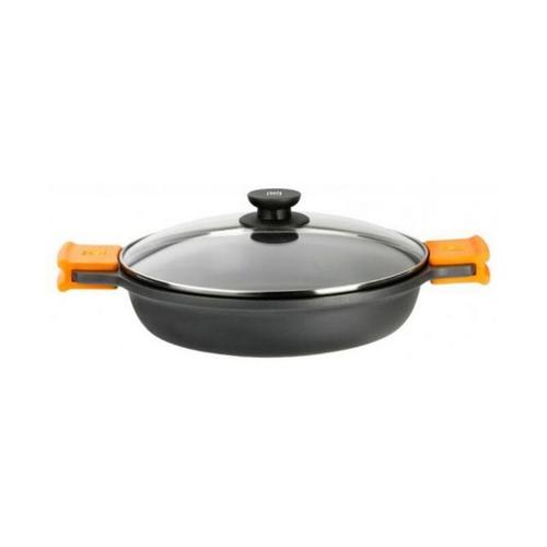 Bra Efficient - Casserole Basse Avec Couvercle En Verre Et Poignées Amovibles En Silicone, 30 Cm, Adaptée À Tous Types De Feux Y Compris Induction Et Four.