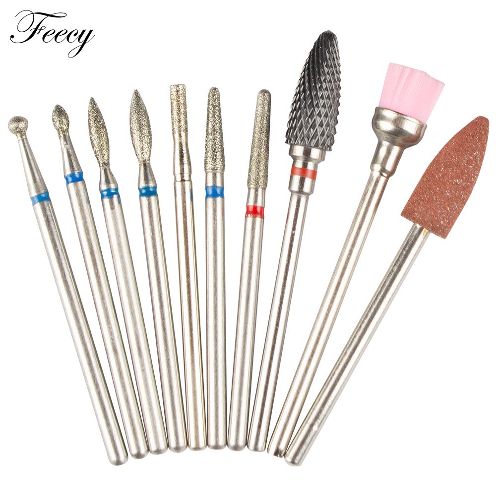 Fraise à diamant en céramique pour manucure,ensemble de forets à ongles, fraises pour enlever le vernis Gel,accessoires d'art des ongles,10 pièces -  Type A10-18