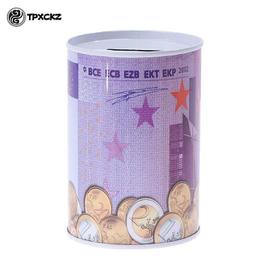 Generic Tirelire à Monnaie en Métal sous forme de boîte cylindre , décorée  Par l'image d'un billet de100 Euros à prix pas cher
