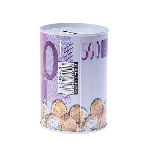Tirelire boîte en métal cylindrique Billet de 200€ D 10 x H 15 cm sans  couvercle - B Queen Market