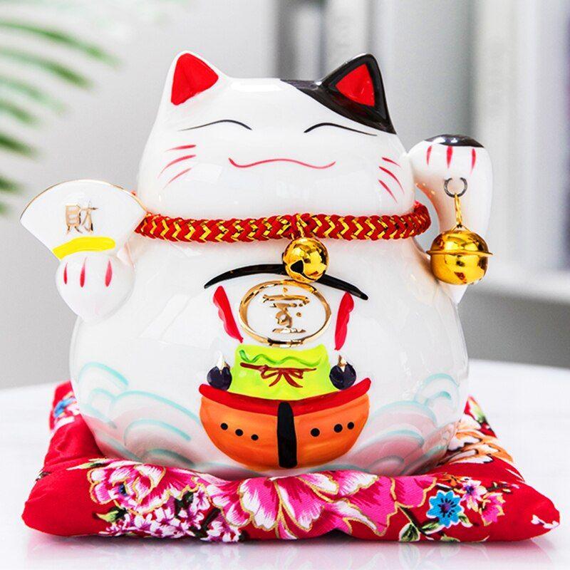 Tirelire en porcelaine japonaise 4.5 pouces,chat porte-bonheur