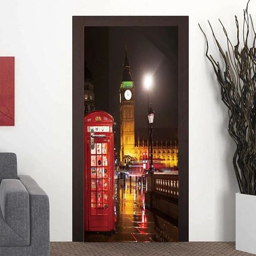 Autocollant de porte 3D en PVC,autocollant de bâtiment de New York,papier peint mural,parfait vinyle,décor de bain à la maison,décalcomanie d'art,affiche d'escalier
