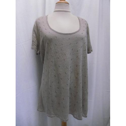 Monoprix Tee Shirt Beige Rehaussé Strass T 42