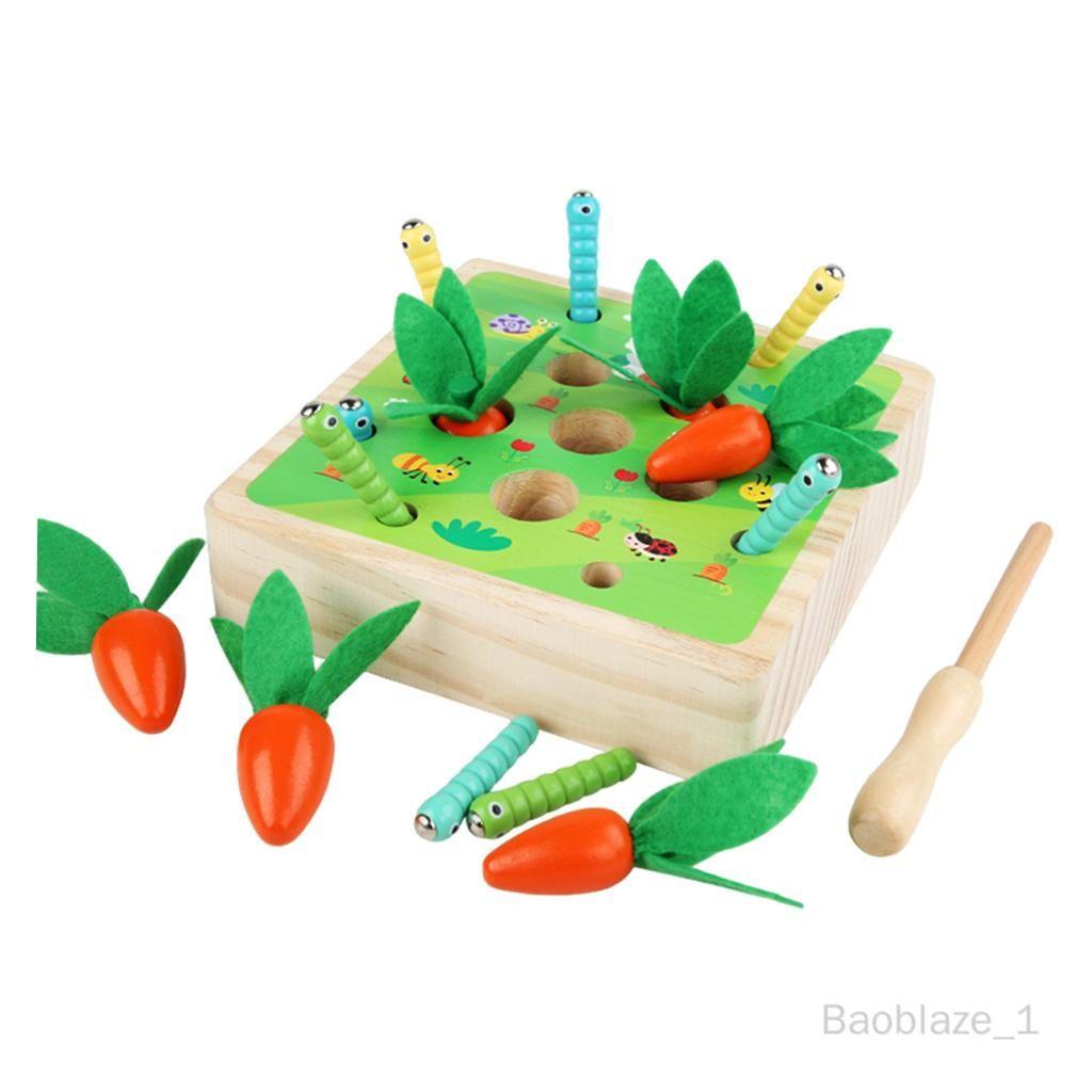 Jouet en bois Montessori carottes attraper le ver jeu d'association  motricité fine jouets éducatifs pour ans garçons et filles