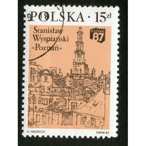 Timbre Oblitéré Polska, Stanislaw Wyspianski, Poznan, 1987, Heidrich, 15 Zl
