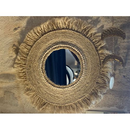 Miroir mural fait main en fibres naturelles
