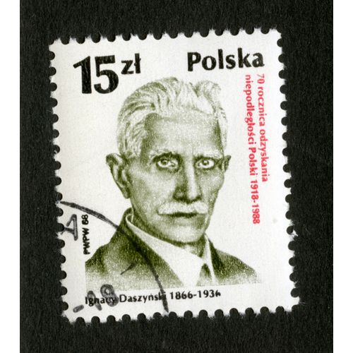Timbre Oblitéré Polska, Ignacy Daszynski 1866-1936, 70 Rocznica Odzyskania Niepodleglosci Polski 1918-1988, 15 Zl
